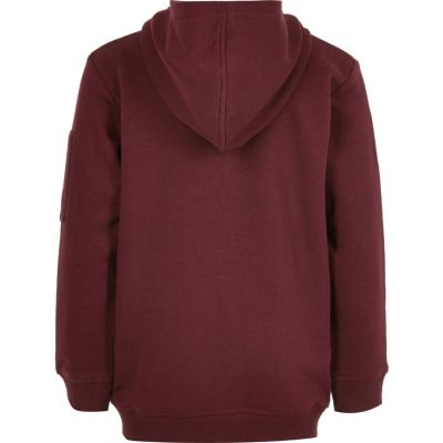 Boys burgundy zip up hoodie